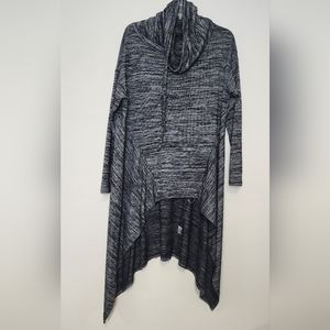 Aria Handmade cowl neck high‎ low longline gray space dye top Swestshirt